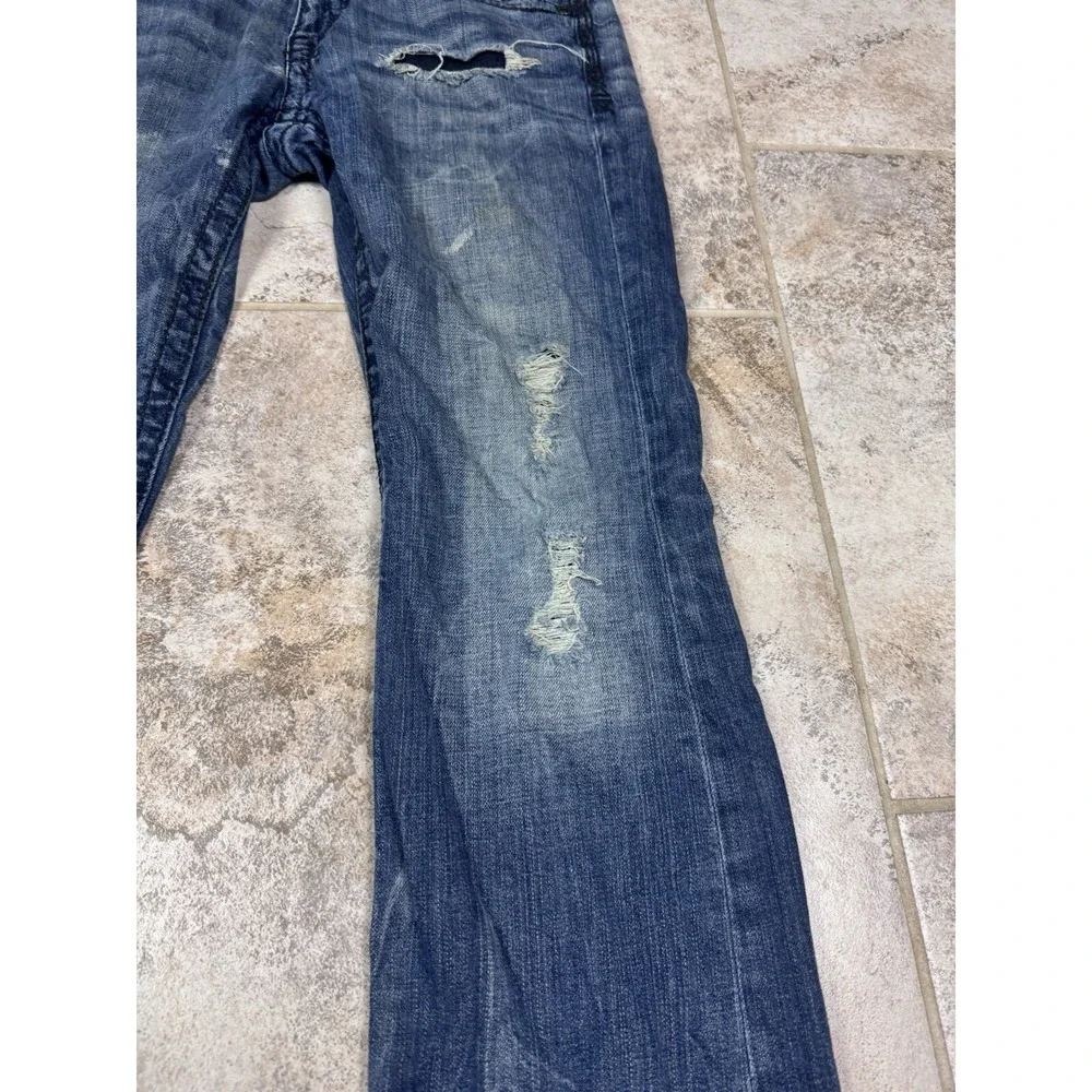 BKE‎ Denim Carter Jeans Men's 29S Blue Distressed Thick Stitch Straight Leg